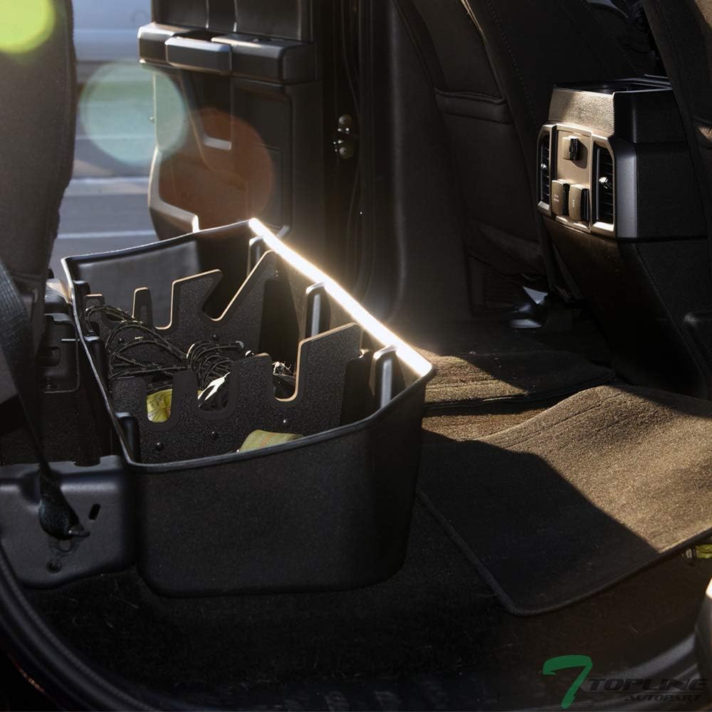 TLAPS 7422438791788 For 2015-2018 Ford 150 Super Crew / 2017-2018 F250 F350 F450 F550 Superduty Crew Cab Black Gearbox Underseat Storage Cargo Organizer Box