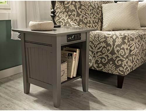 Leo & Lacey End Table with Charger in Grey