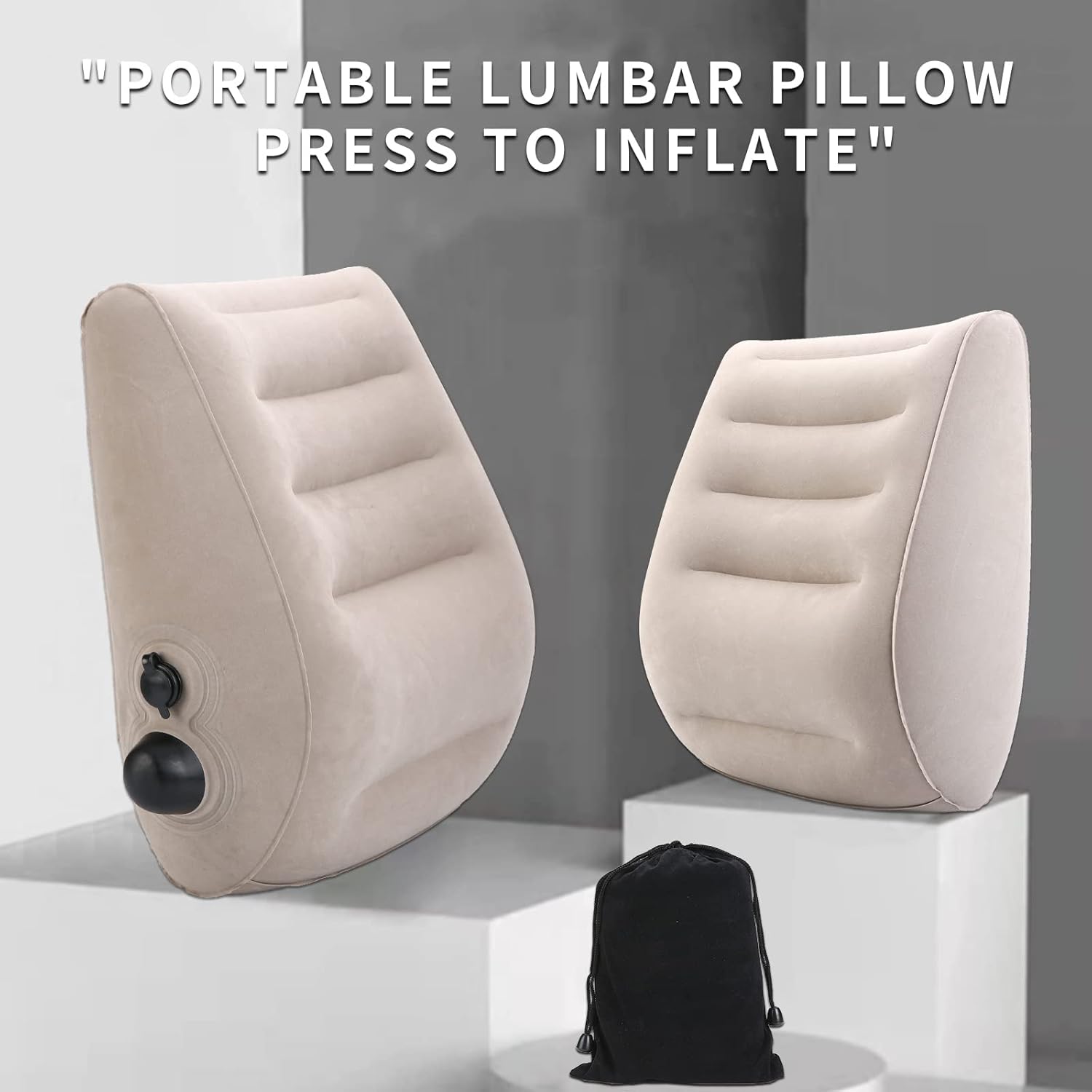 Lumbar Support Pillow for Office/Computer Chair and Car Seat Cushion，Portable Inflatable Back Support Suitable for Travel，Lightweight and Comfortable, Suitable for Washing Machine