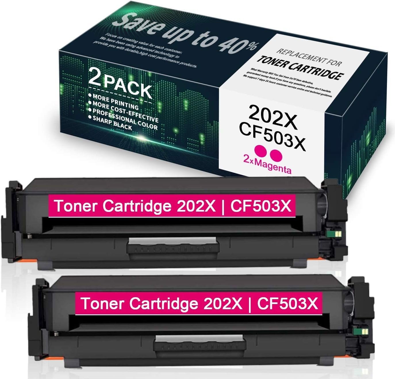2 Pack High Yield Magenta 202X | CF503X Toner Cartridge Compatible for HP Color Pro MFP M280nw M281fdn M281fdw M281cdw Pro M254nw M254dw M254dn - by VaserInk
