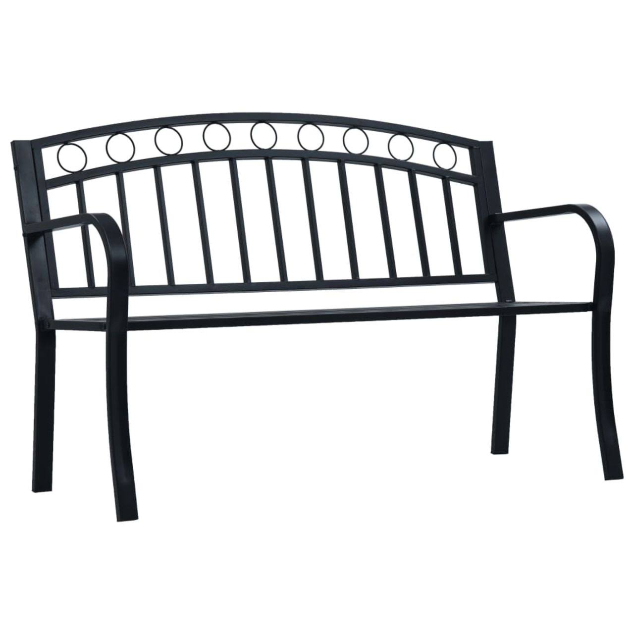 vidaXL Garden Bench 49.2x22 Black Steel, 47945