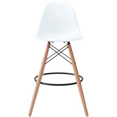 2xhome - White - 28 inch Seat Height Modern Plastic Style Bar Stool Barstool Counter Stools with Backs and Armless Natural Legs