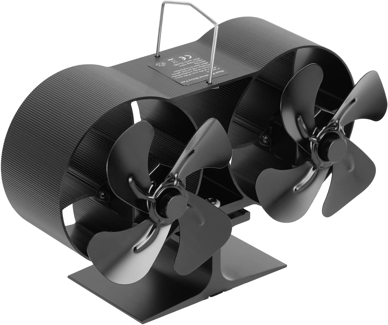 8 Blade Wood Stove Fan Dual Head Fireplace Fan Heat Powered Double Motor Eco Friendly Fan Burner Scope Of Application: Real Fire Fireplace, Pellet Fireplace, Log Fireplace Pack of 2