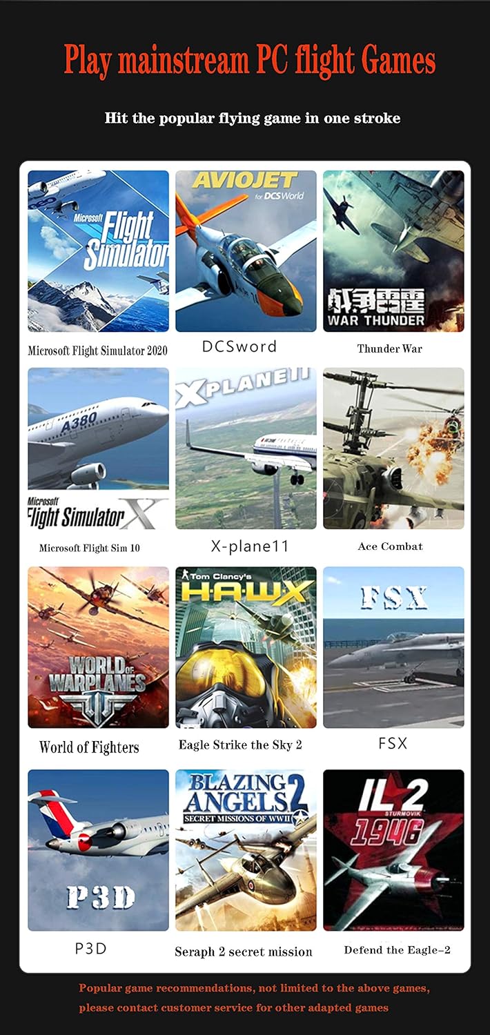 PXN-F16 Flight Simulator Stick Flight Stick PC Joystick for Windows PC, with Vibration Function, 12 Programmable Buttons, Flight Simulator Joystick Controller, Compatible with Windows XP/VISTA/7/8 Pack of 2