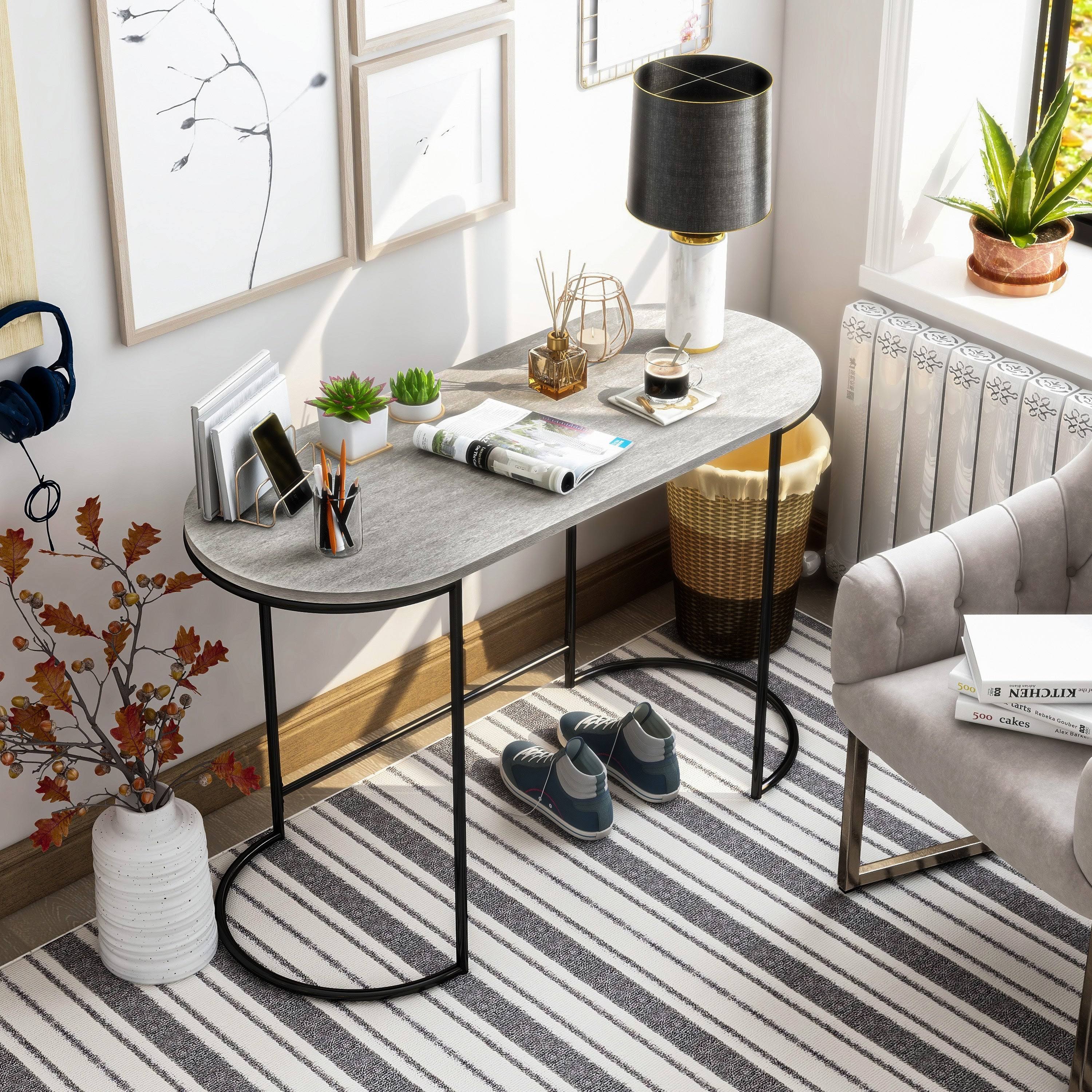 Furniture of America Yin Contemporary Black and Gray Writing Desk - Black /Light Gray