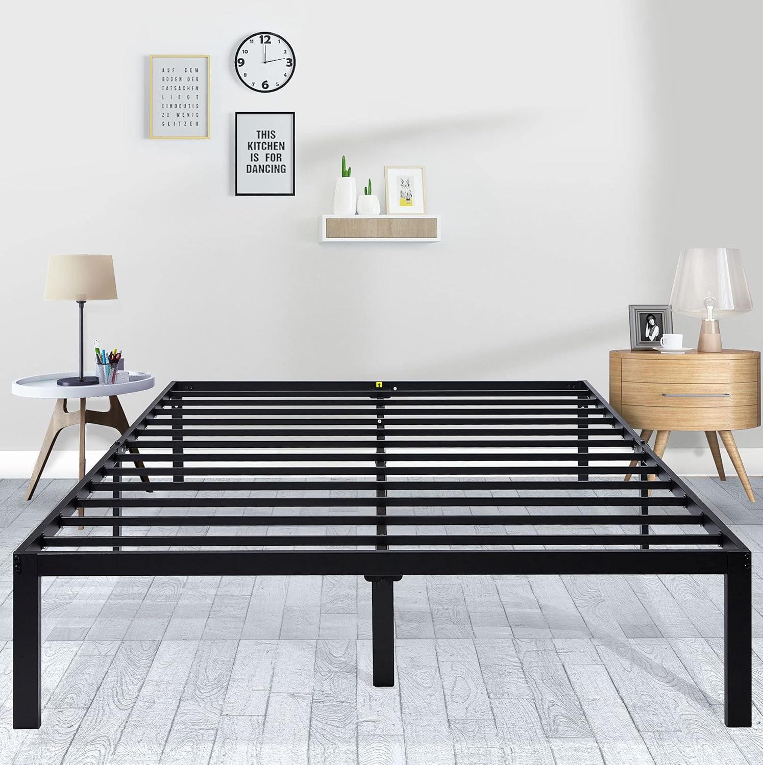 InEpoch 14 Inch Modern Metal Platform Queen Bed Frame with Easy Assembly,Noise Free/Anti-Slip/Underbed Storage/No Box Spring Need/Heavy Duty Steel Slat Strong Support,Black