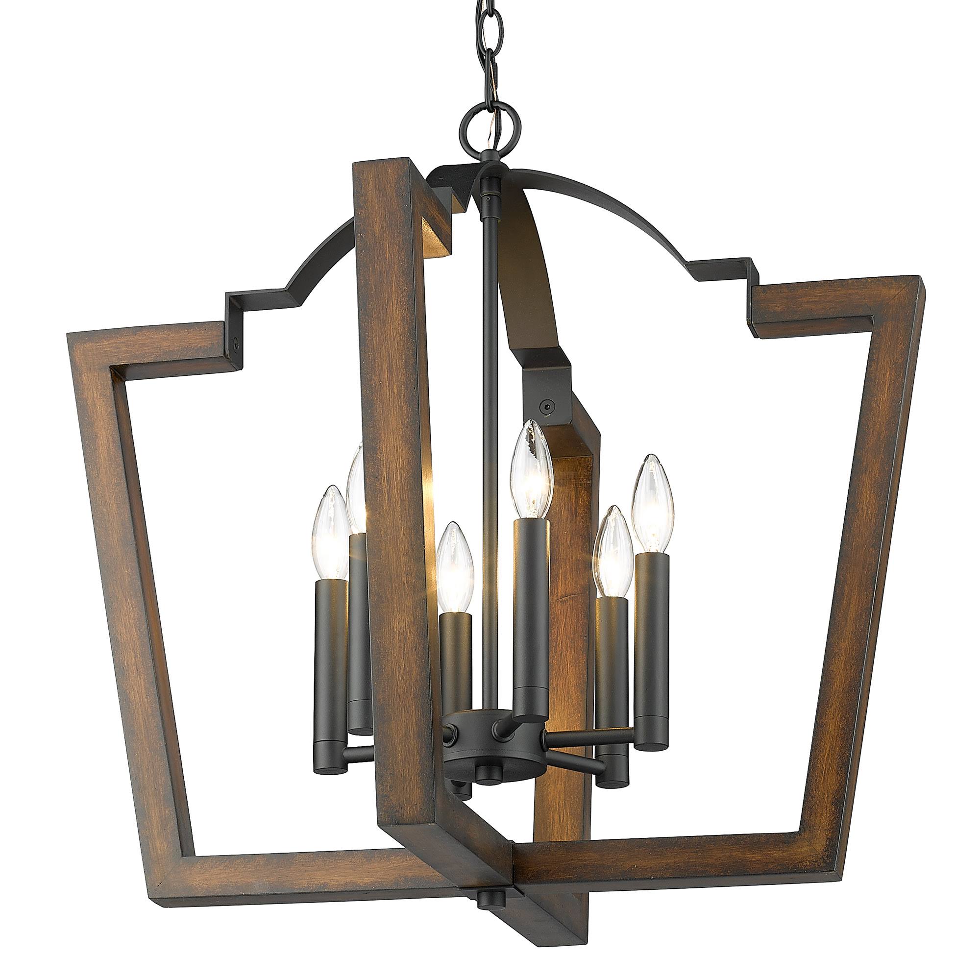 Golden Lighting 7802-6P NB-RO Regan 6 Light Chandelier Natural Black