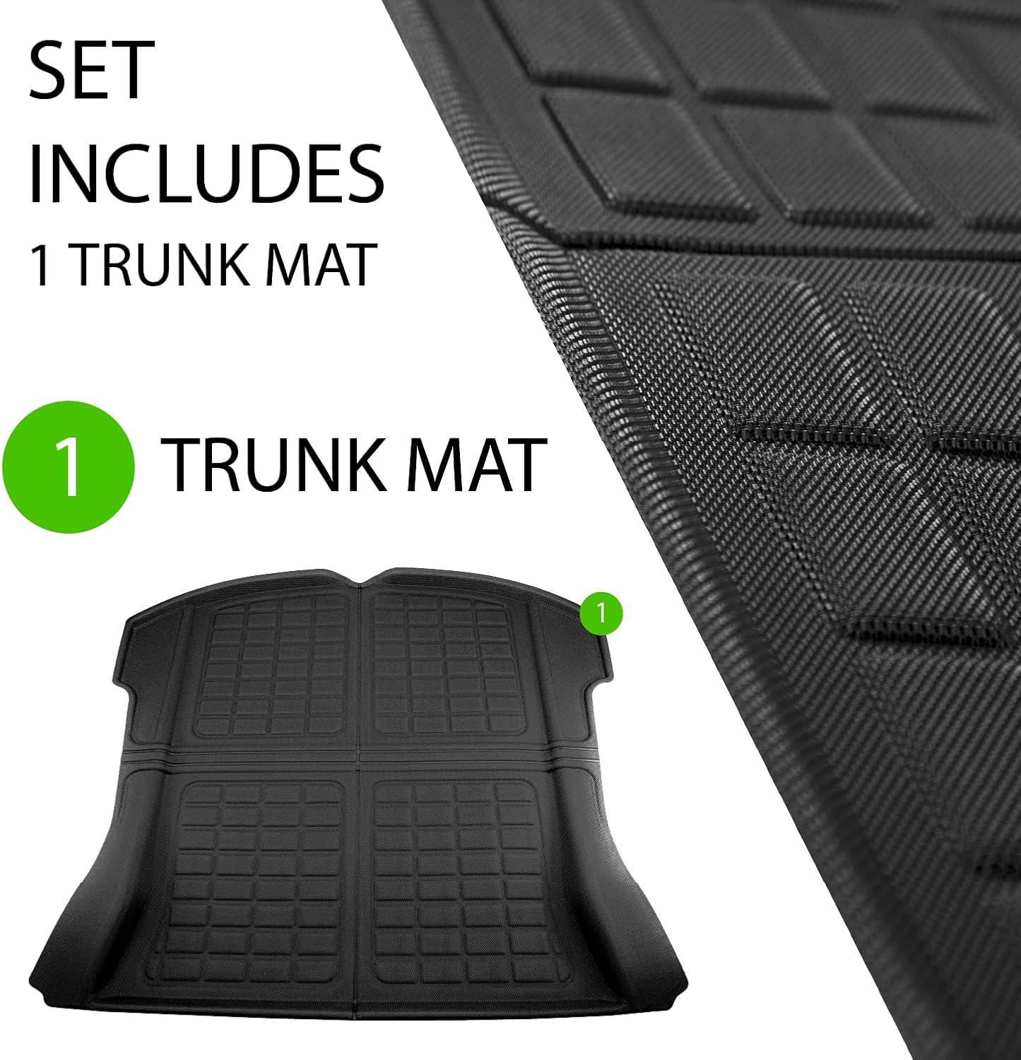 #1 Tesla Model 3 Trunk Mat - Fits 2017 - 2022 Ultimate All Weather & All Season Waterproof 3D Floor Liner - Trunk Mat - Black Interior Accessories Without Logo (Trunk Mat)…… Pack of 2