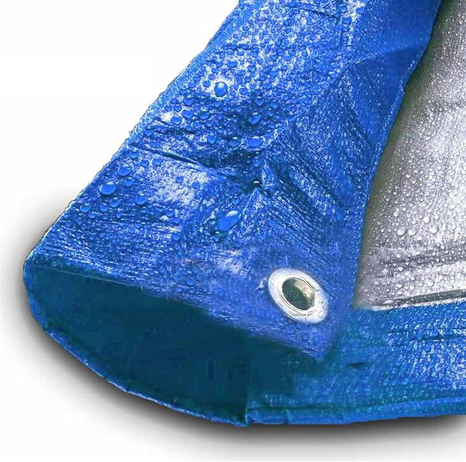 Moose Supply 10' x 20' Water Resistant Tarp | Medium Duty Reversible Blue/Silver | Multipurpose Indoor/Outdoor Use: Tents, Wood Cover, Furniture, Car, Boat, Pool, & More | Tear, Rot, & Acid Resistant