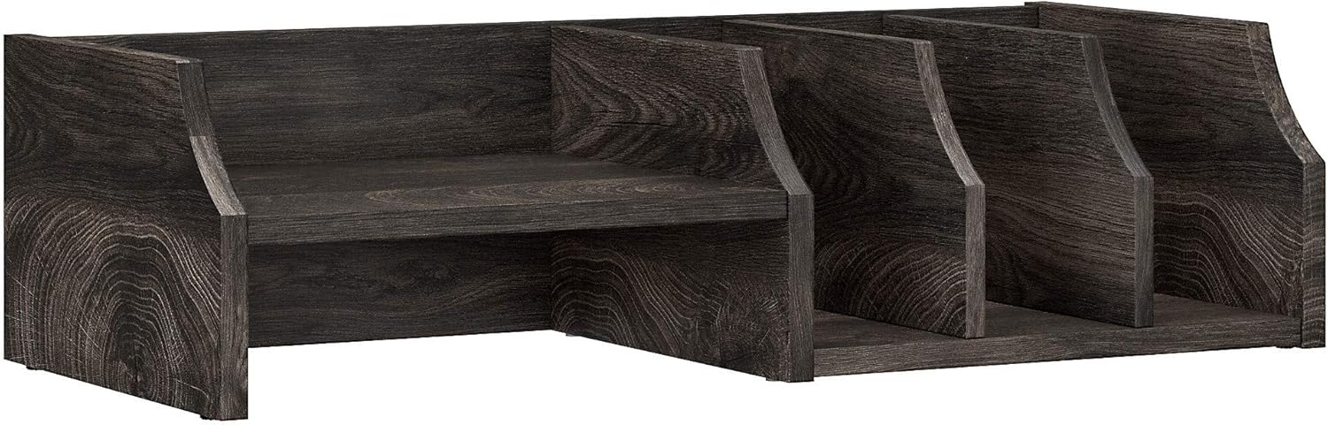 Bush Furniture Key West Desktop Organizer with Shelves in Dark Gray Hickory Pack of 2