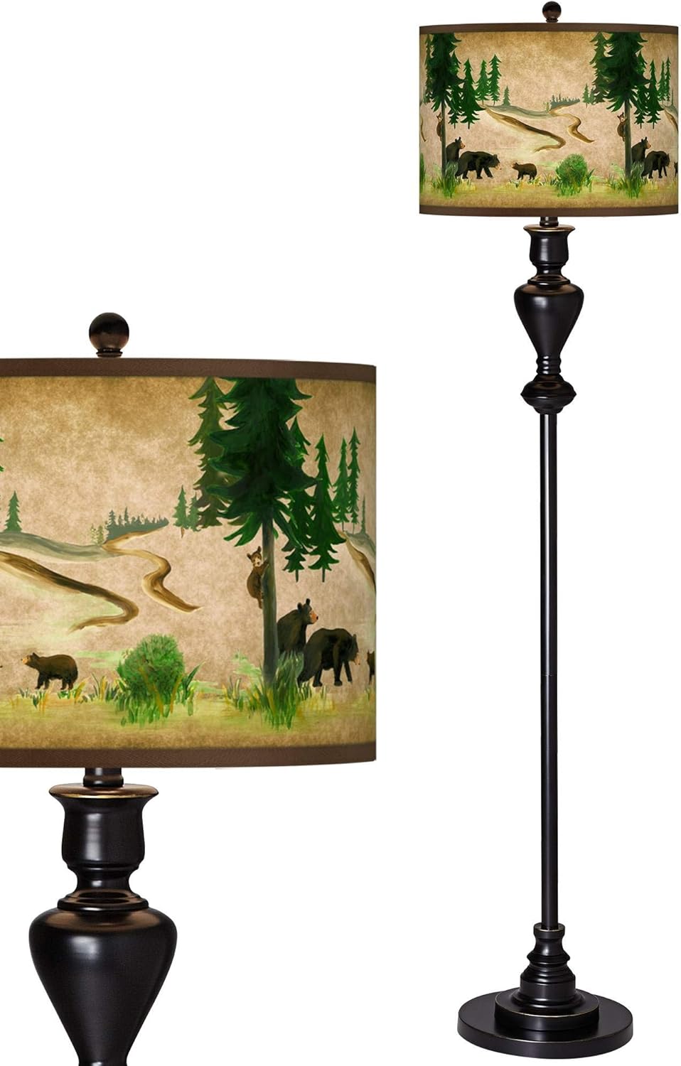 Bear Lodge Giclee Glow Black Bronze Floor Lamp - Giclee Glow