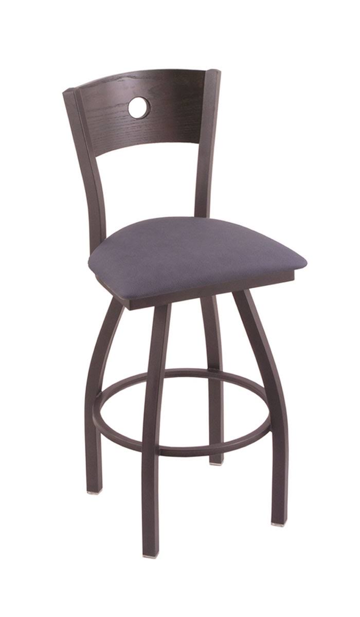 Holland Bar Stool XL 830 Voltaire Pewter Swivel Stool with Dark Cherry Oak Back and 25x22 Rein Bay Seat