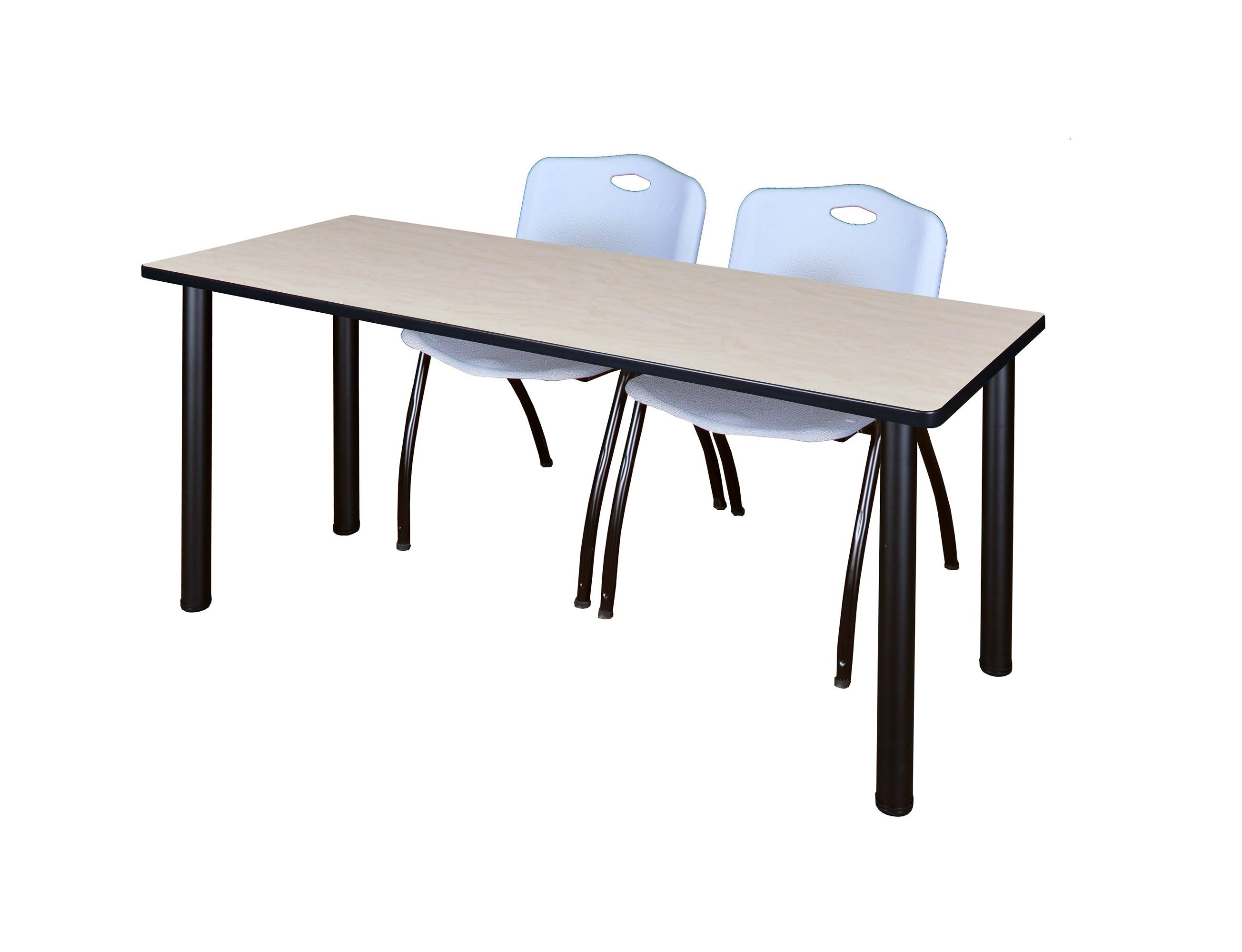 Regency 66x22 x 24x22 Kee Training Table- Maple/ Black u0026 2 &M& Stack Chairs- Grey