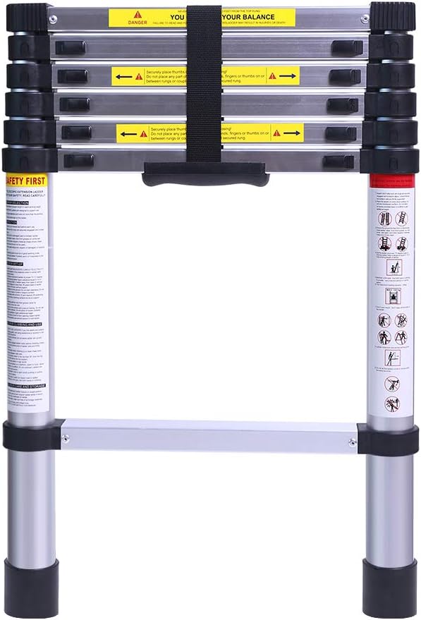 6.6FT Telescoping Ladder, Lightweight Collapsible Ladders, Aluminum Retractable Ladder, Folding Extension Ladders for RV, Loft, Attic, Home, 330LB Capacity