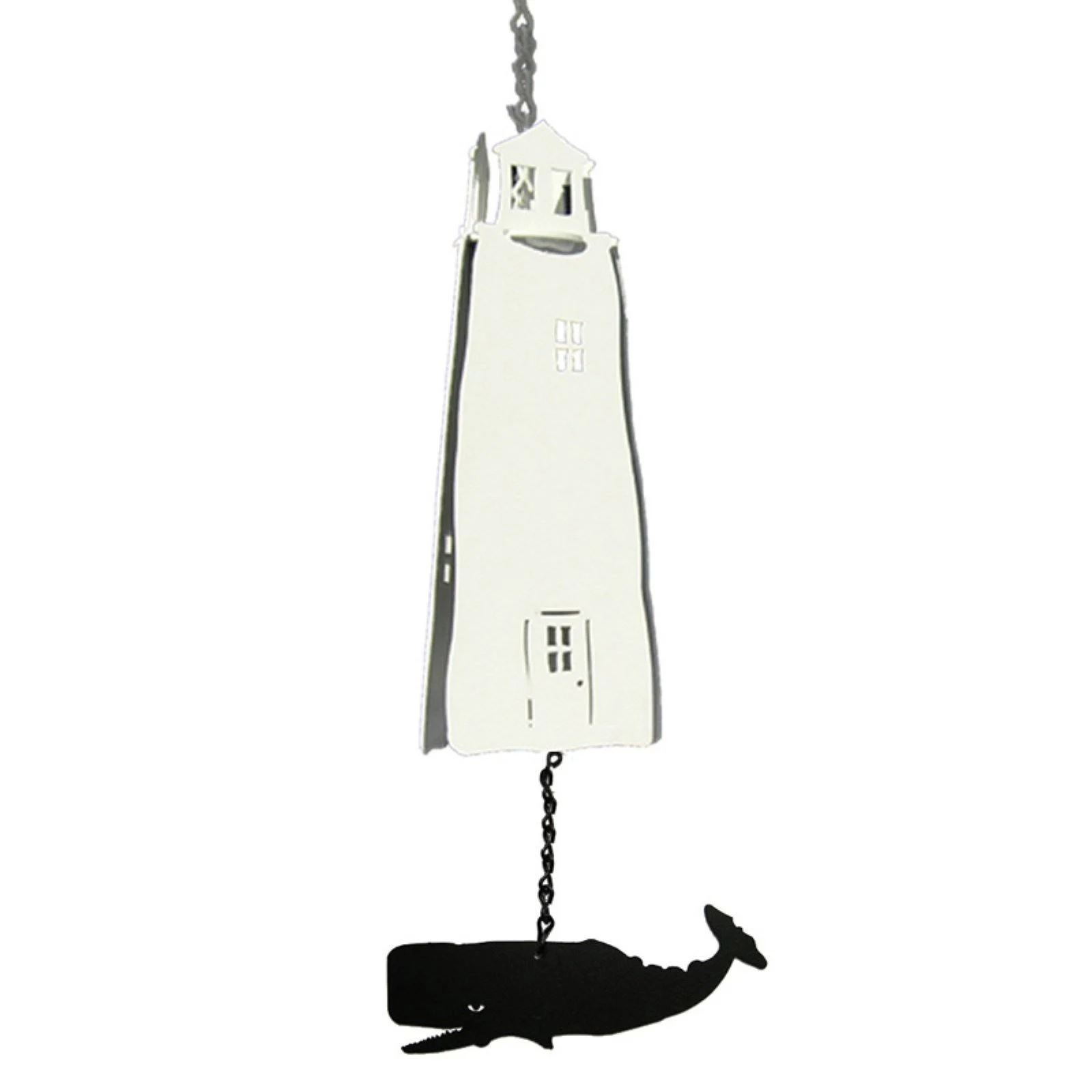 North Country Wind Bells Sentinel Lighthouse with Black Whale