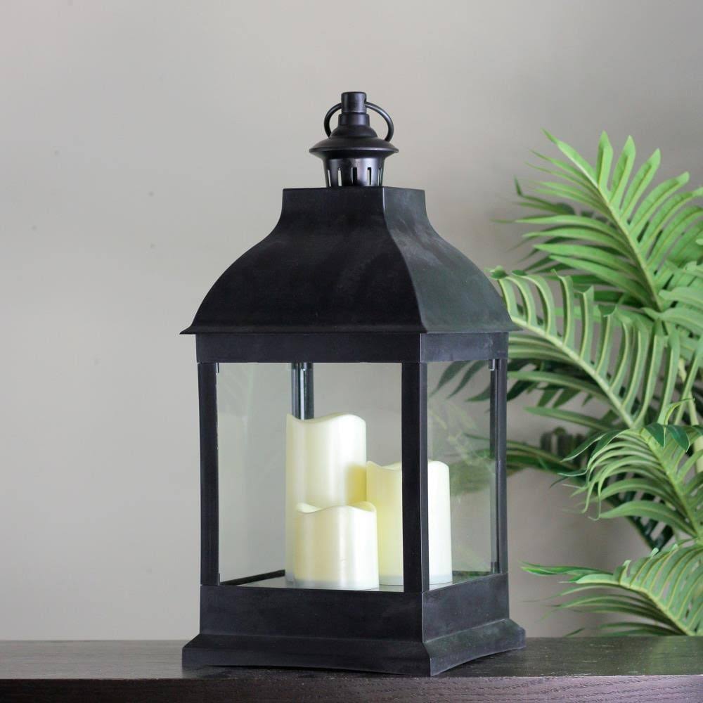 Northlight 1 Candle Plastic Lantern Candle Holder (20-in H x 9-in W x 9-in L) in Black | 32816066