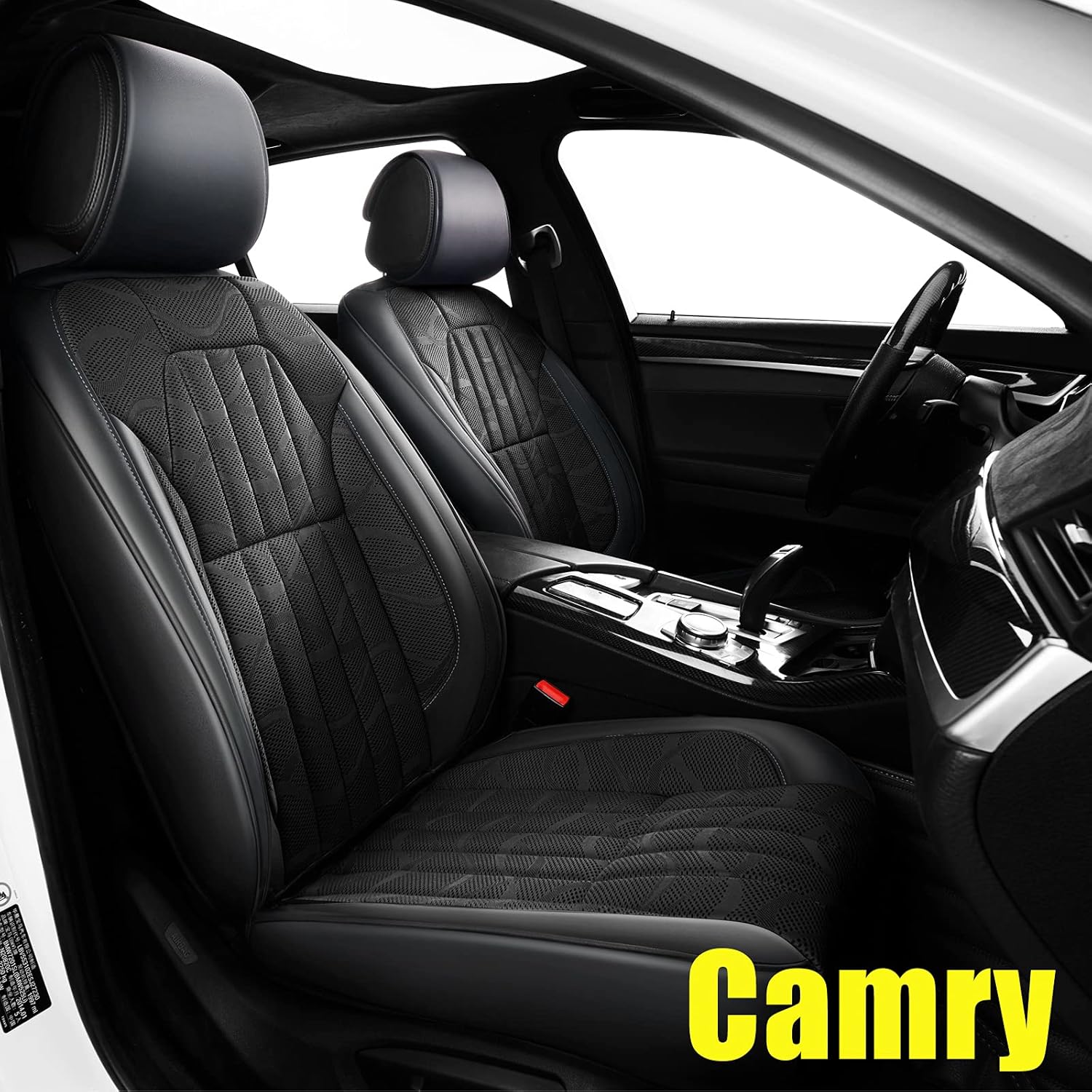AOMSAZTO Custom Fit for Toyota Camry 2007-2017 2022 Faux Leather Car Seat Covers Full Set Compatible Airbag Camry Seat Protector Comfortable and Breathable Black
