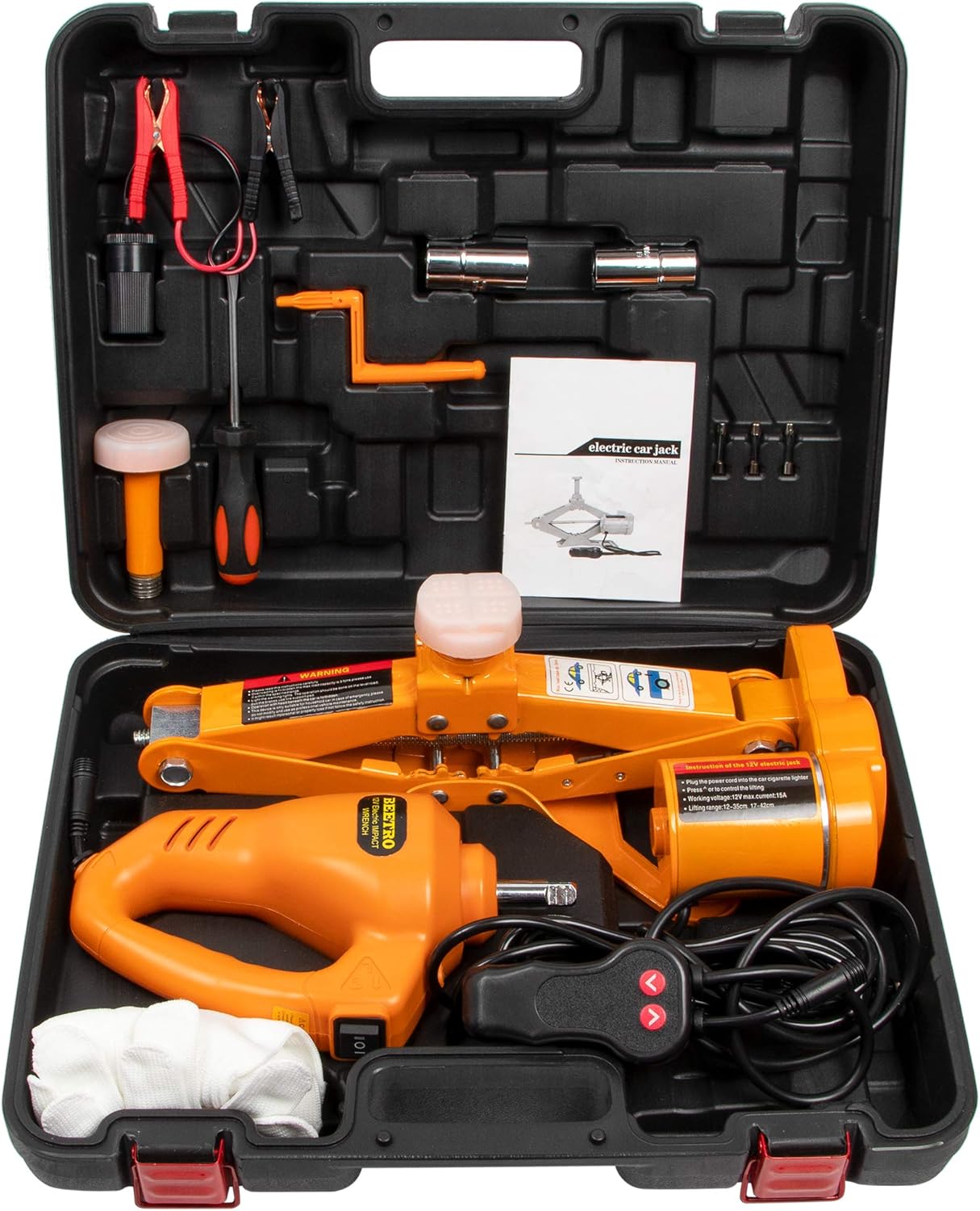 BEETRO 3 Ton Electric Car Jack 2 in 1 Electric Car Floor Jack with Electric Wrench, 12V Scissor Jack Electric Jack for Car Sedan and SUV Tire Changing