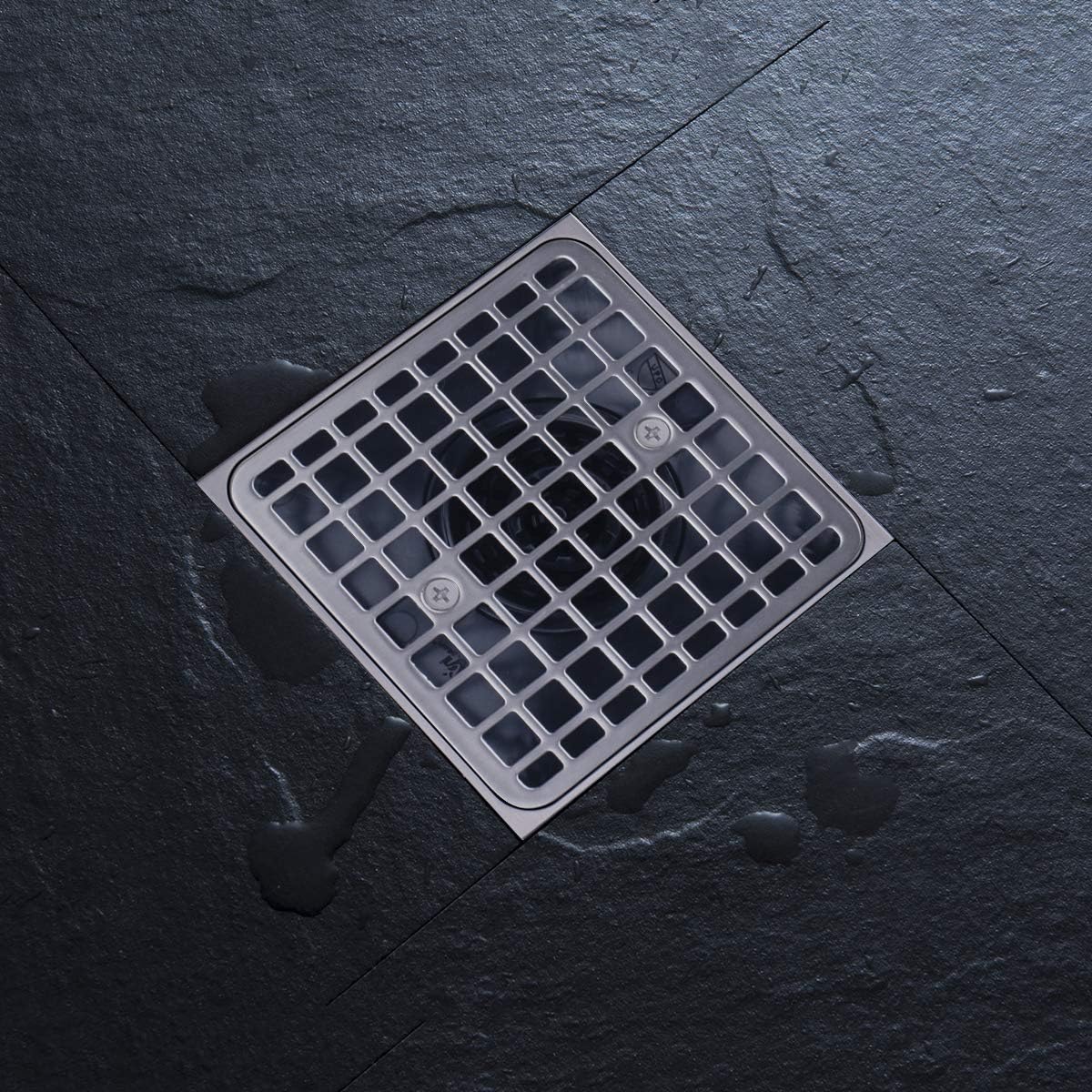 Tile-in Shower Floor Drain Square with Brushed Nickel Shower Drain Grate and ABS Drain Base Fit 2