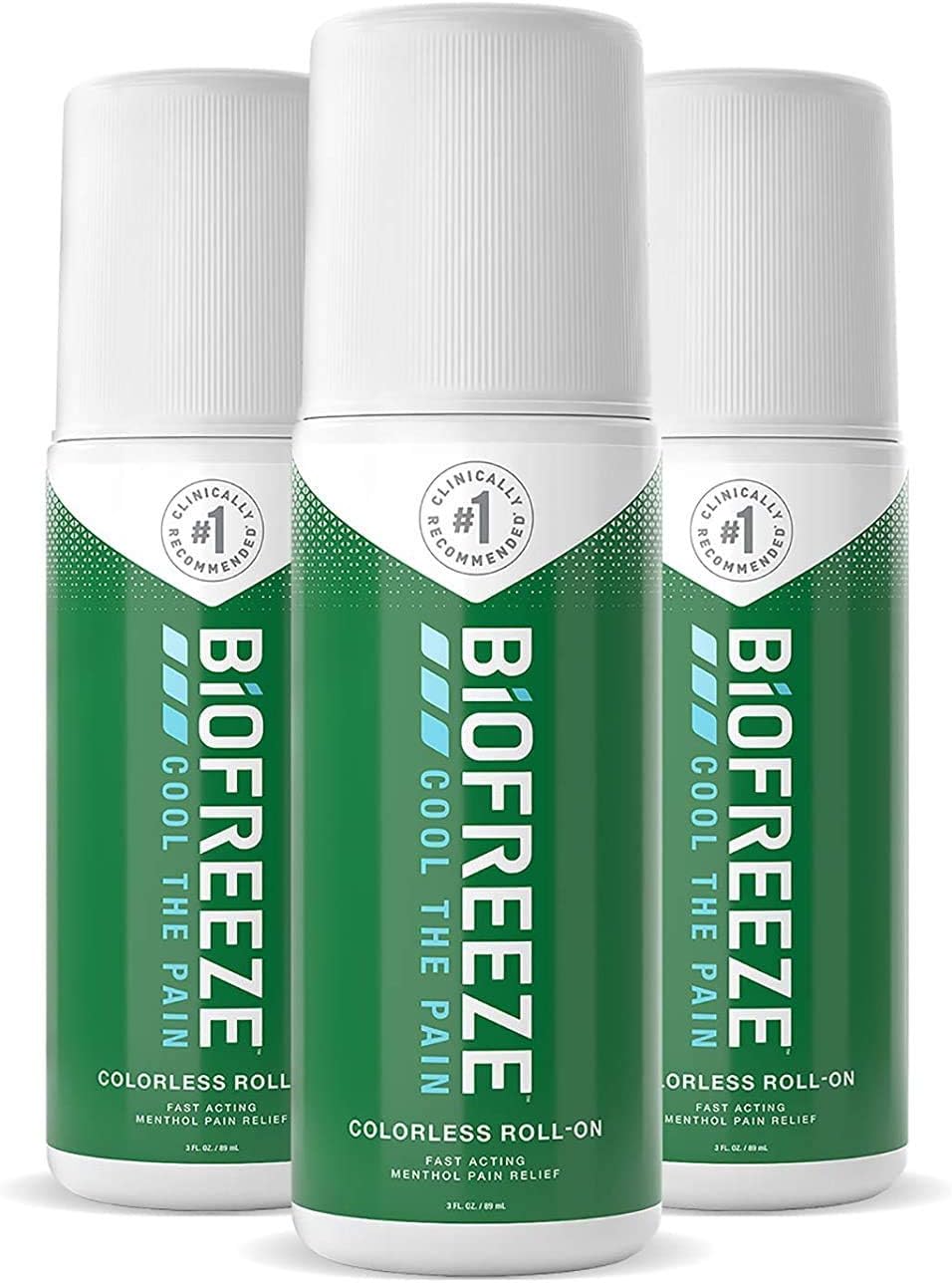 Biofreeze Pain Relief Roll-On, 3 oz. Colorless Roll-On, Fast Acting, Long Lasting, & Powerful Topical Pain Reliever, Pack of 12 (Packaging May Vary)