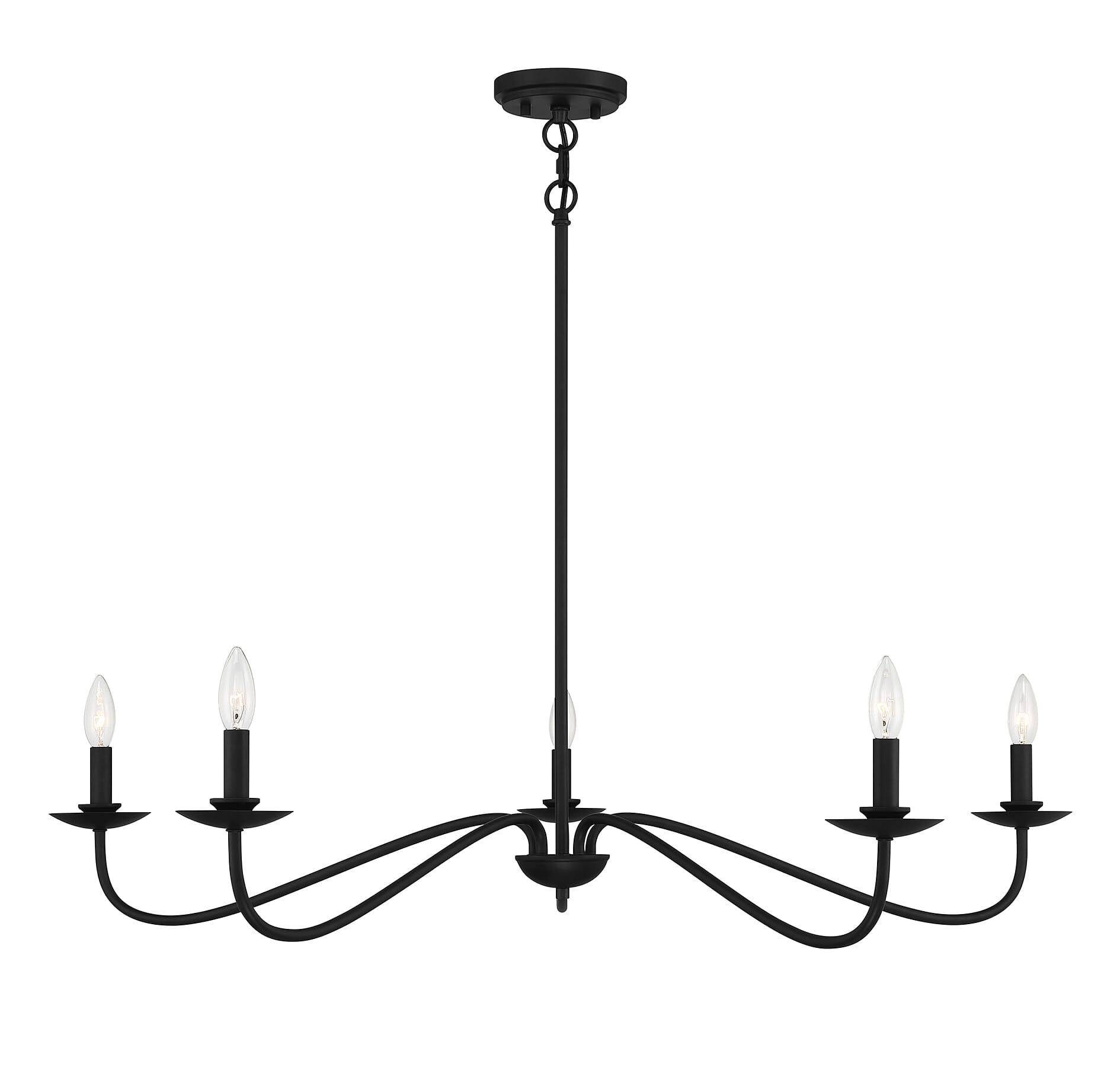 Meridian 5 Light Matte Black Chandelier (M10085MBK)