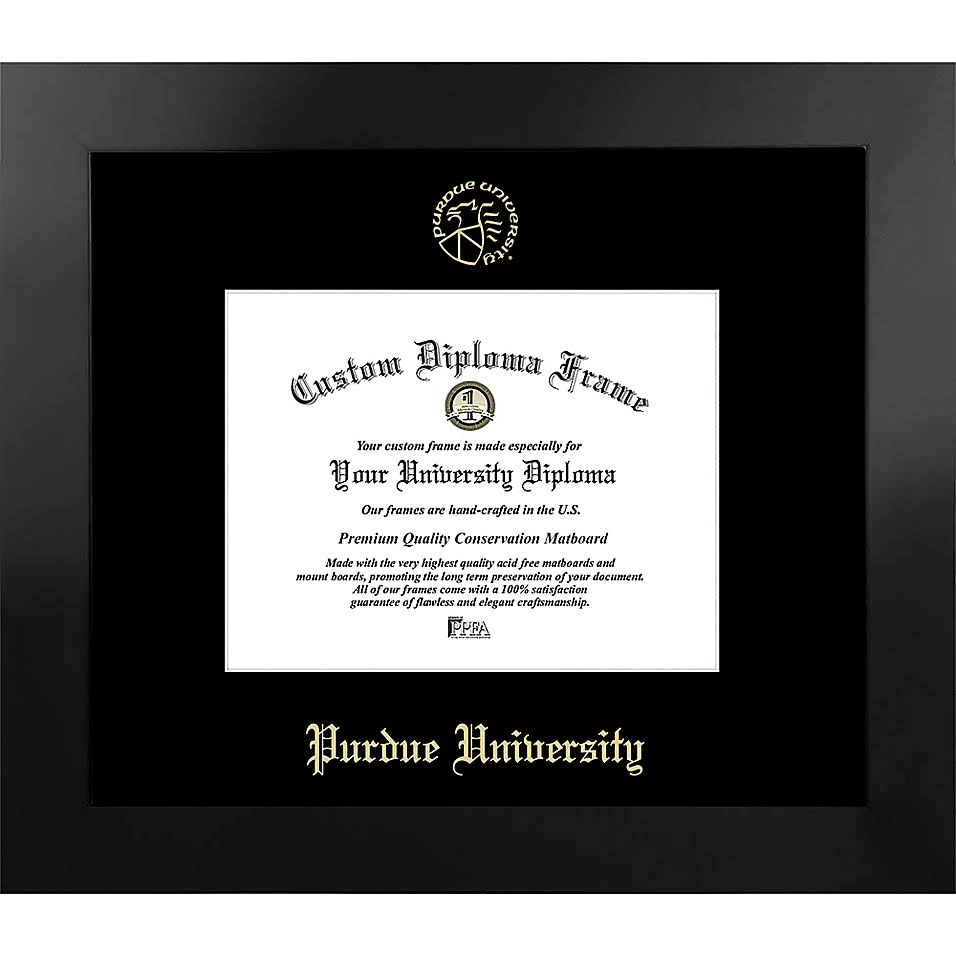 Purdue University 15.25x22 x 16.75x22 Gold Foil Seal Diploma Frame in Black Multi