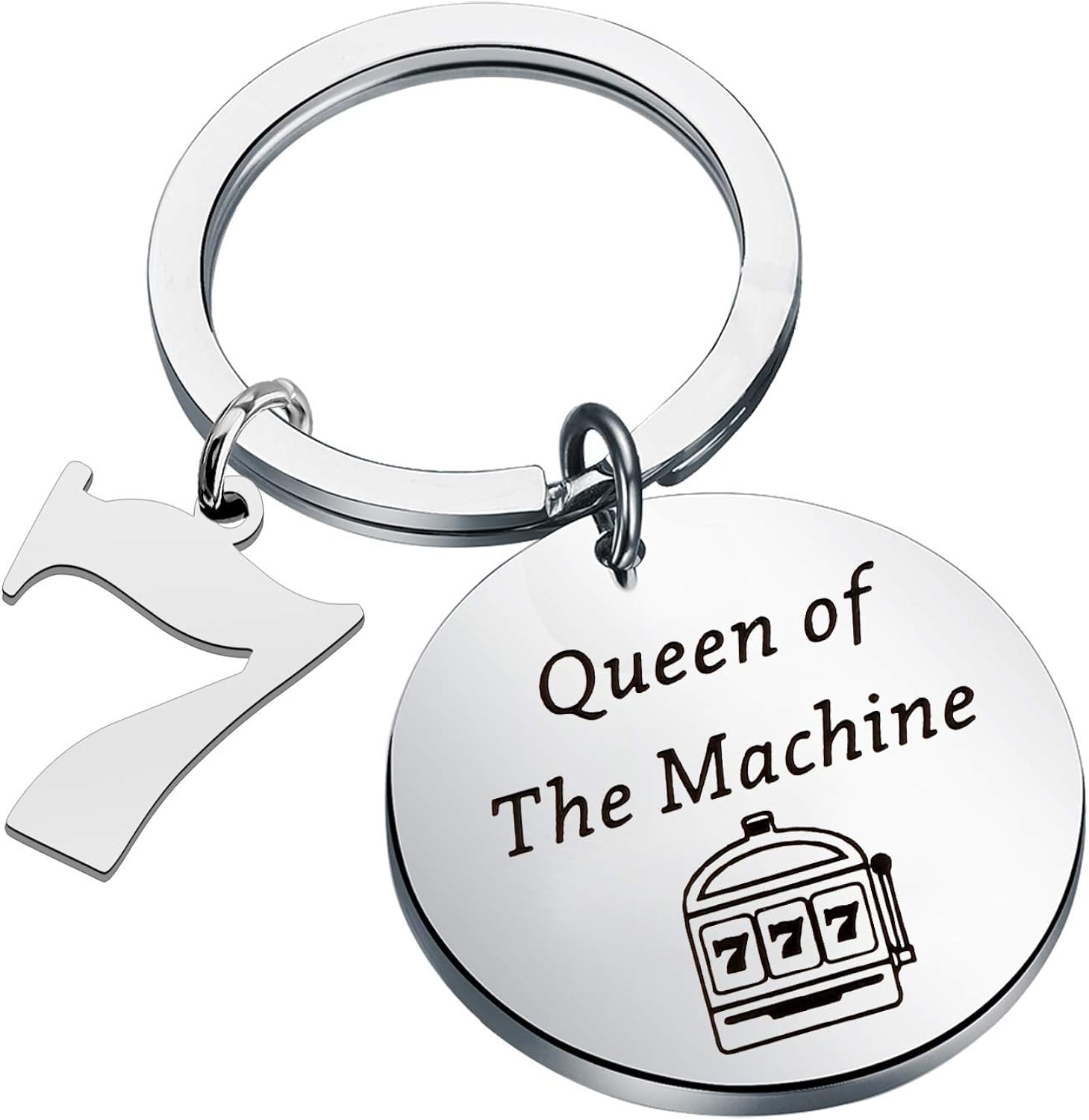 Slot Machine Inspired Keychain Queen of The Machine Gambling Jewelry Casino Lover Gifts Slot Machine Themed Gifts