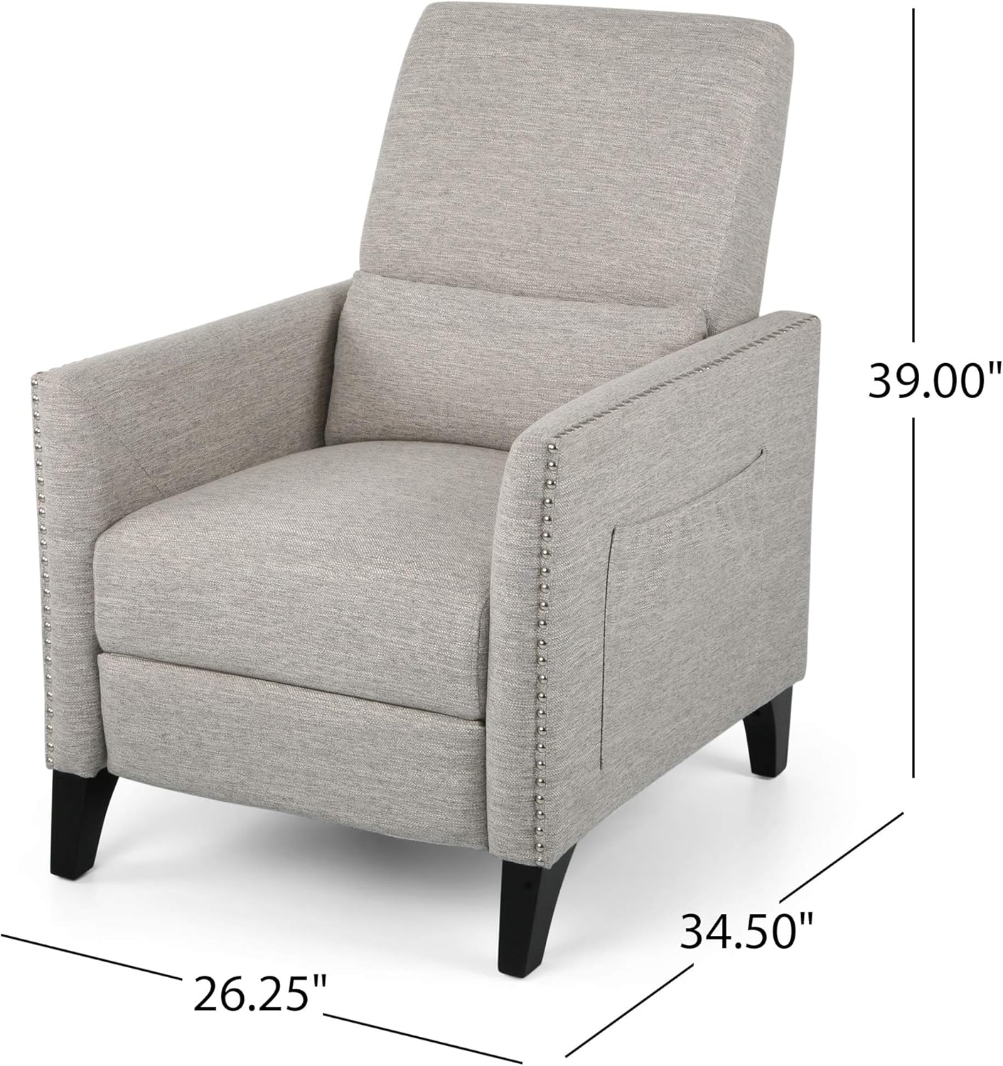 Christopher Knight Home Alexis Contemporary Fabric Push Back Recliner, Light Gray, Dark Brown