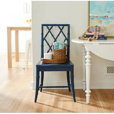 Solid Wood Back Side Chair (Set of 2) YoungHouseLove Color: Navy Blue