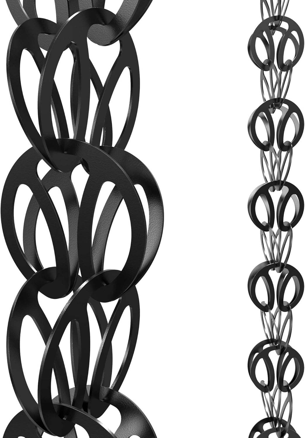 Rain Chains Direct Modern Loop Rain Chain, 8.5 Feet Length, Aluminum, Black Powder Coated, Functional and Decorative Replacement for Gutter Downspouts Pack of 2