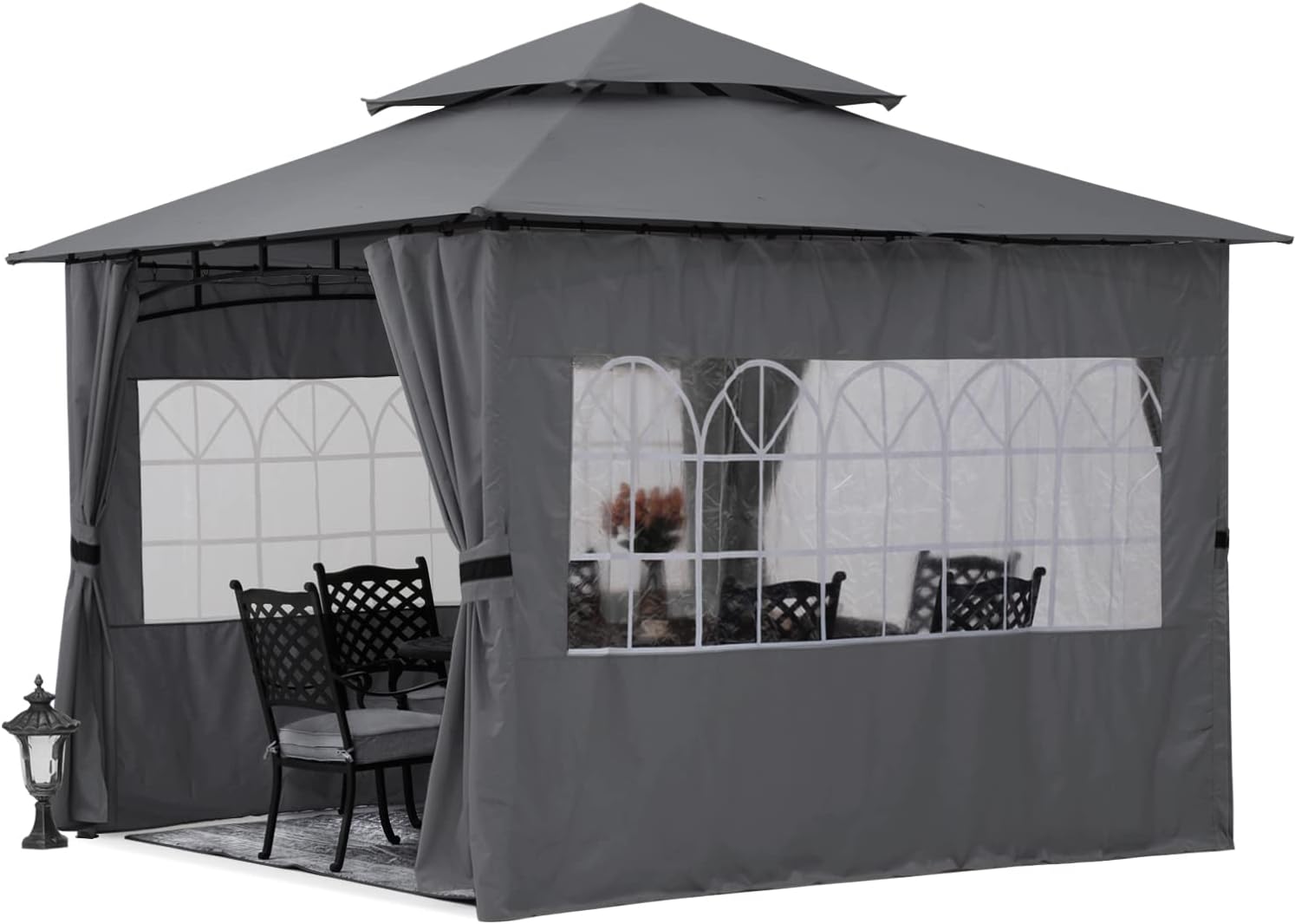 ABCCANOPY 10&rsquo;x10&rsquo; Winter Gazebo with Sidewalls and Church Window for Patio,Lawn,Backyard and Garden(Khaki)