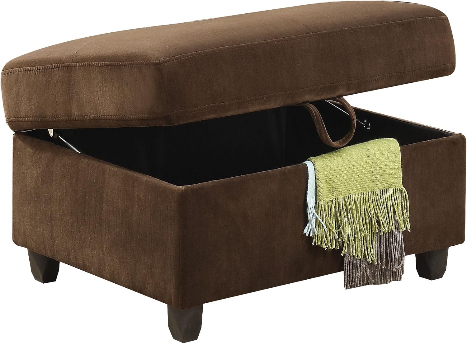 ACME Belville Ottoman w/Storage - - Chocolate Velvet