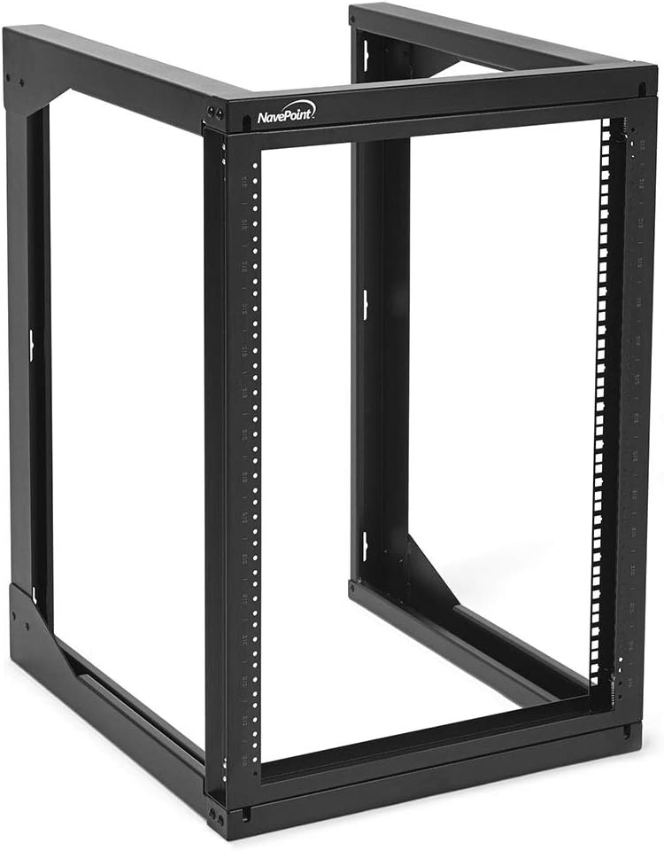 NavePoint 15U Wall Mount Open Frame Network Rack, Swing Out Hinged Gate,24 Inch Depth, Holds Network Servers and AV Equipment, Easy Rear Access to Equipment, Gate Opens 180 Degrees from Either Side
