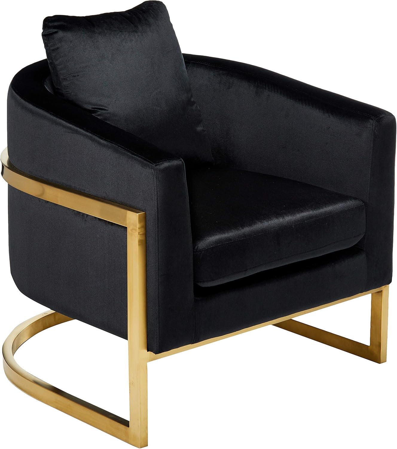 Christopher Knight Home Chloe Modern Velvet Glam Armchair with Stainless Steel Frame-Deep Gold Finish, Black, Gray Tone