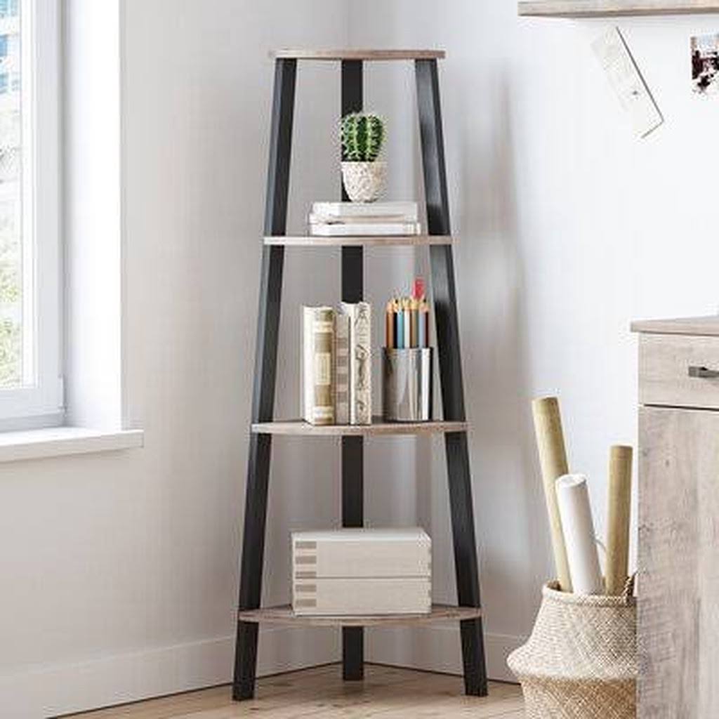 49.2x22 H x 13.4x22 W Steel Corner Bookcase Gracie Oaks Color: Black/Taupe