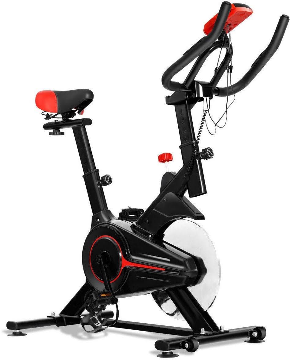 Gymax Indoor Cycling Bike Exercise Cycle Trainer Fitness Cardio Workout LCD Display, Black