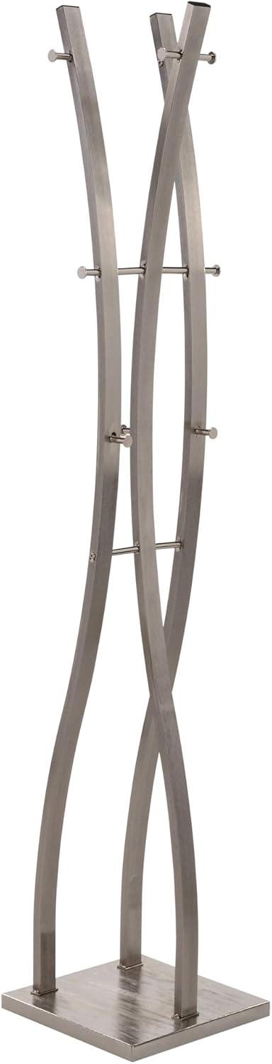 Nspire Contemporary Metal Coat Rack in Brushed Nickel