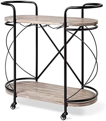 Mercana Marlon Metal Two Tier Bar Cart in Black