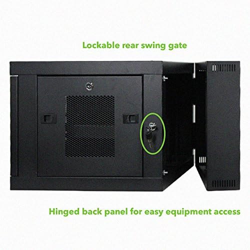 NavePoint 6U Wall-Mount Network Cabinet Enclosure, 450mm Depth, Hinged Back, Swing Gate Server Cabinet, Locks, Pre-Assembled, Perforated Front Door, 1 x L Brackets;1 x 1U Vented 450mm Depth