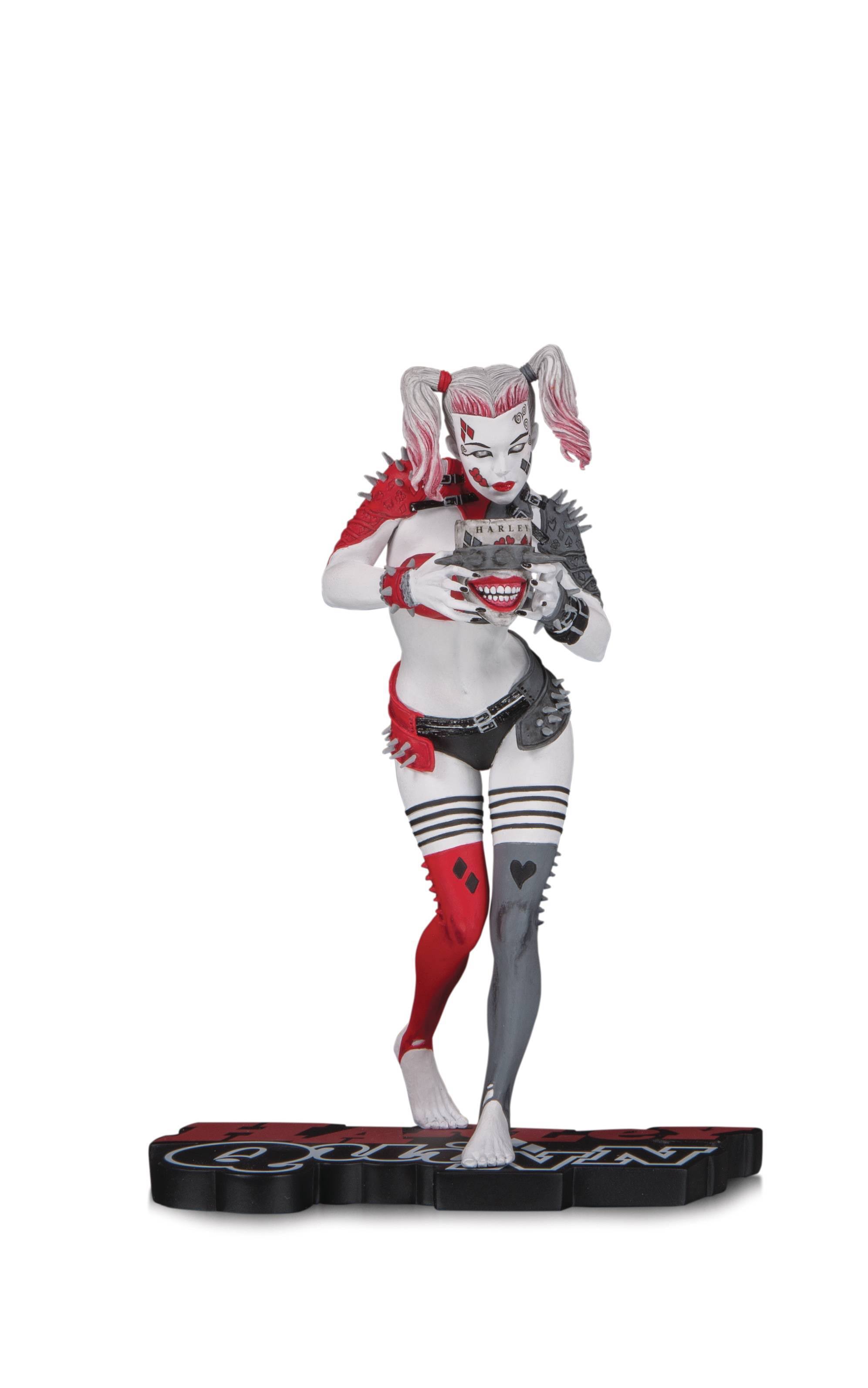 Harley Quinn Red White u0026 Black Statue by Greg Horn
