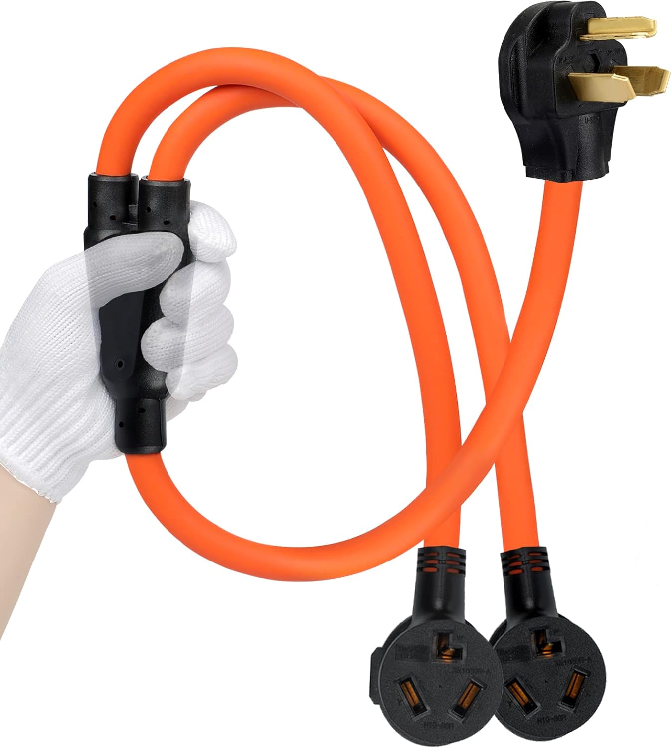 TAUSOM 3 Prong Dryer Splitter 30A, NEMA 10-30P Male to (2) 10-30R Female Receptacle Y Adapter Cord,Splitter Power Cable for Dryer Outlet and Level 2 EV Charger,3FT Pack of 2