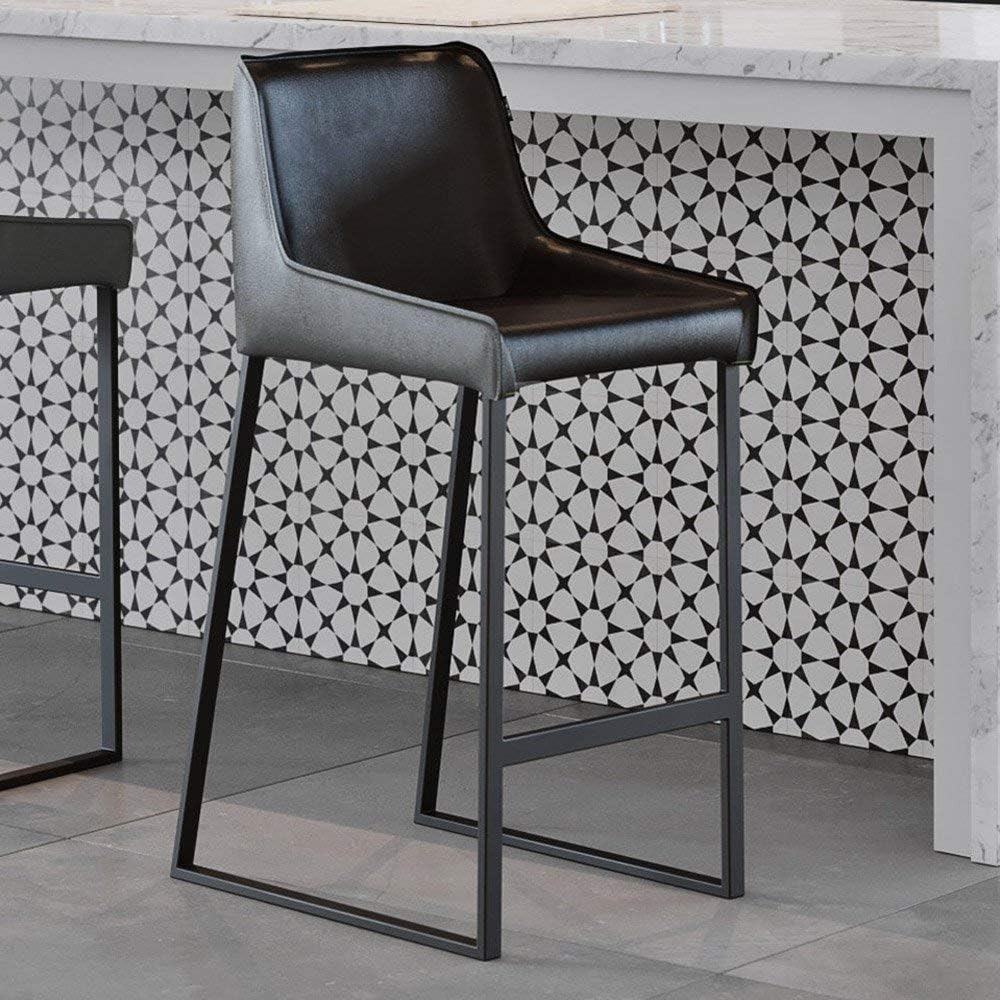 Zuri Helena Black and Gray Leatherette Counter Stool with Black Powder Coated Legs