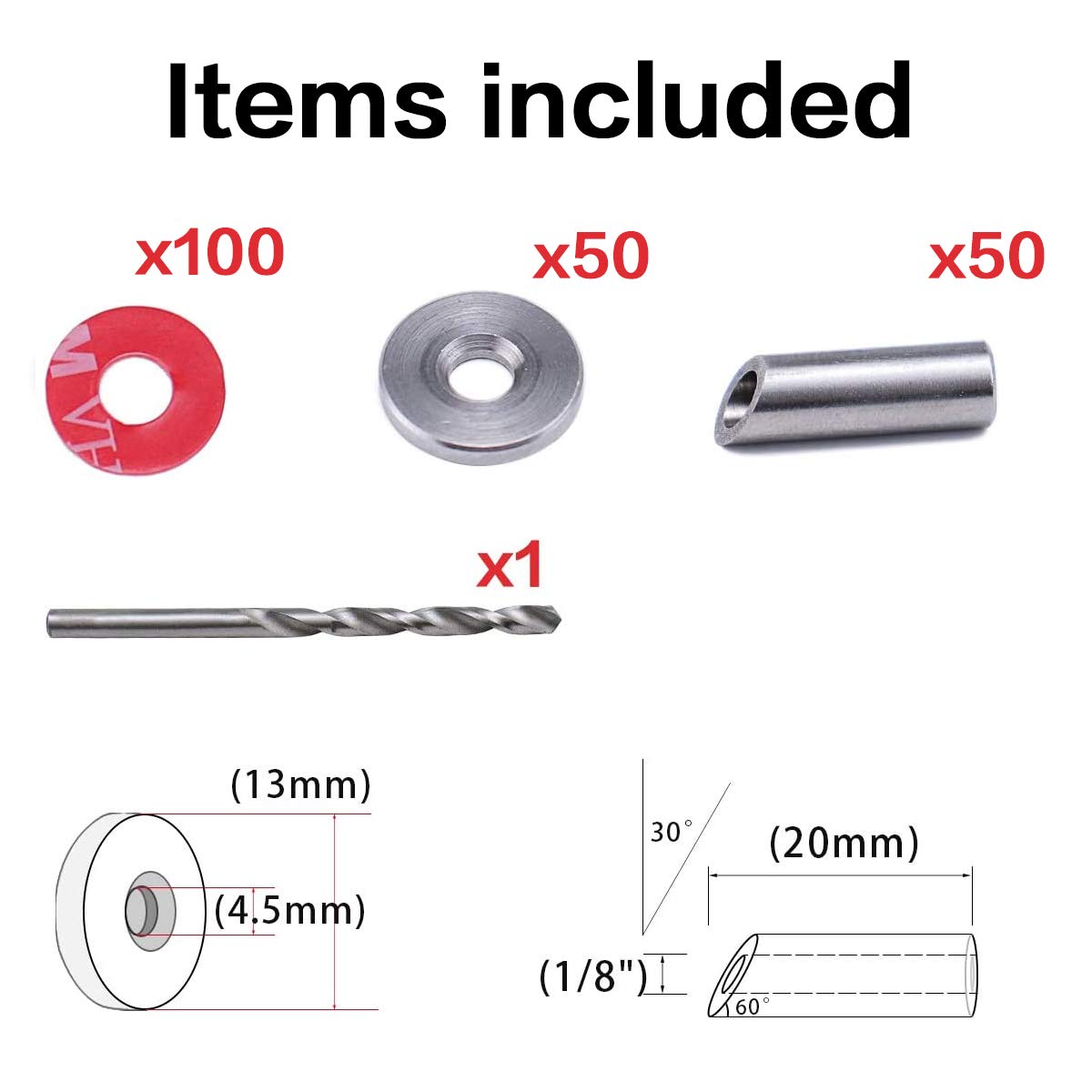 Muzata 50Pack Cable Railing Kit Adjustable Angled Protector Sleeve for 1/8