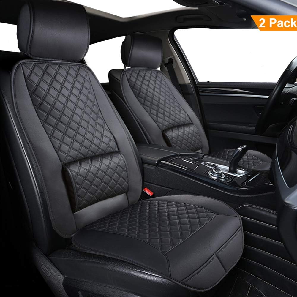 2 Pack Car Seat Covers with Lumbar Support, Big Ant Universal Auto Seat Cover Seat Protector, Anti-Slip Car Seat Cushion Pad for Car Truck Van SUV(Black)
