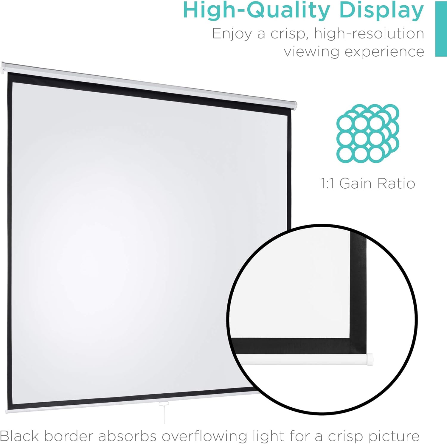 Best Choice Products 119in Projector Screen 1:1 Indoor Manual Pull Down HD Projection Screen for Home Theater, Office, Media, Entertainment, Back Yard - White Pack of 2