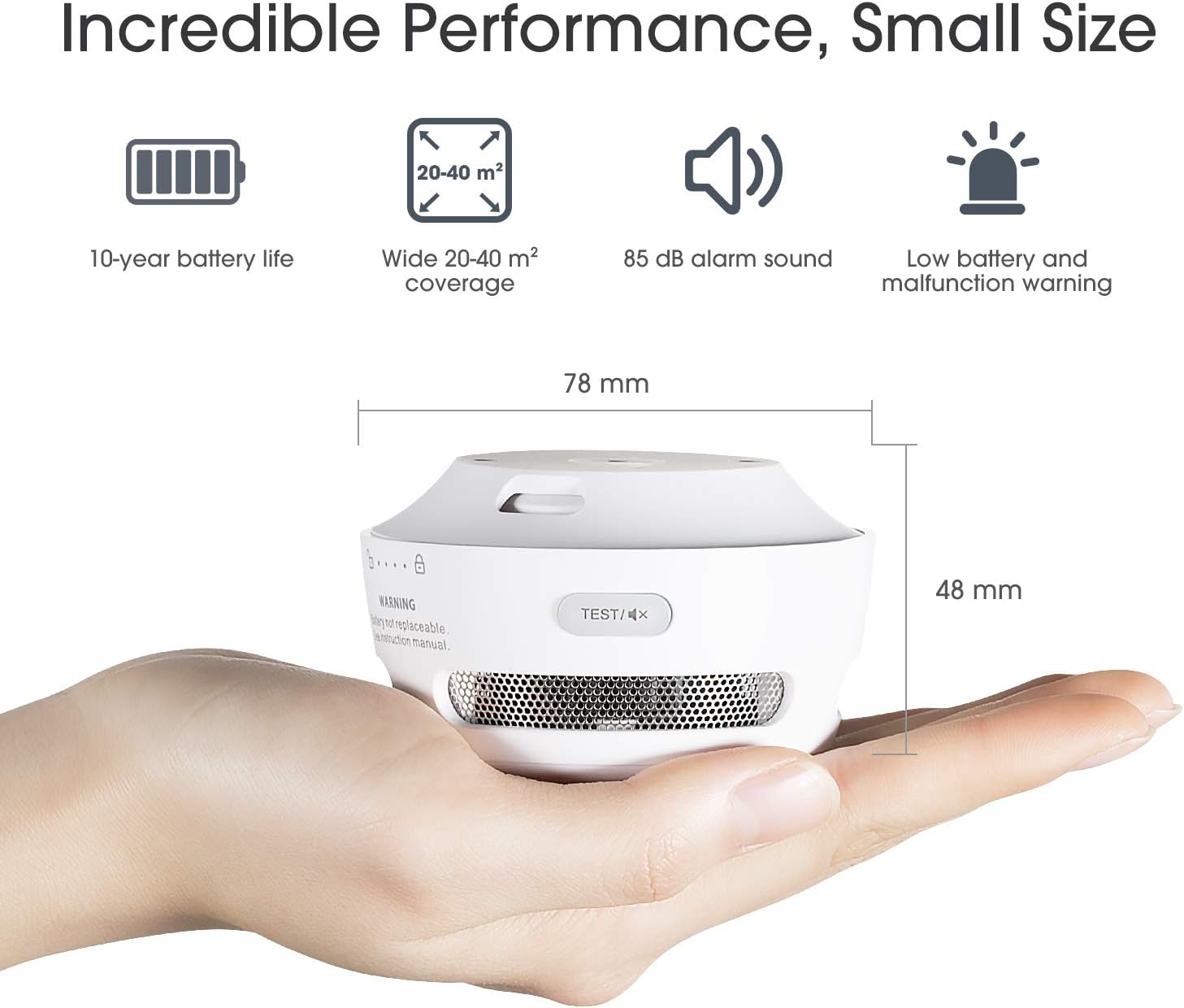 X-Sense Mini Smoke Alarm, 10-Year Battery Fire Alarm Smoke Detector with LED Indicator & Silence Button, XS01, 6-Pack