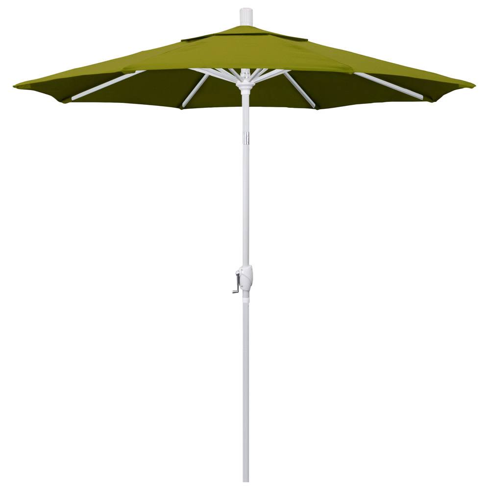 California Umbrella 7.5 ft. Matte White Aluminum Market Push Tilt Patio Umbrella in Ginkgo Pacifica