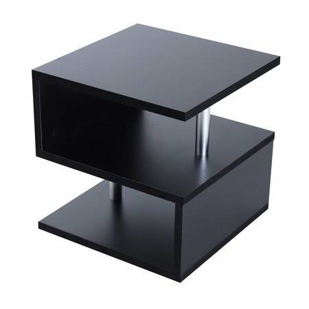 HOMCOM 20& Modern Designer S-Shaped Multi Level Accent End Table Shelf - Black