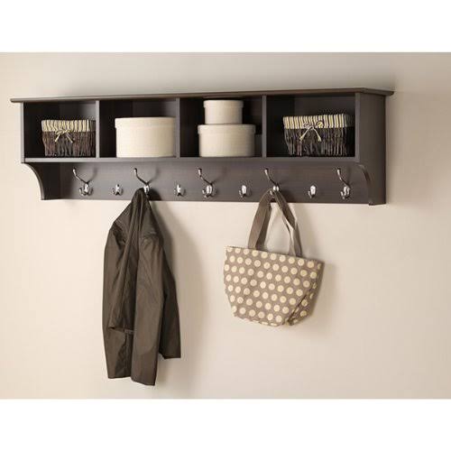 Prepac Everett Espresso 60-Inch Wide Hanging Entryway Shelf, Espresso
