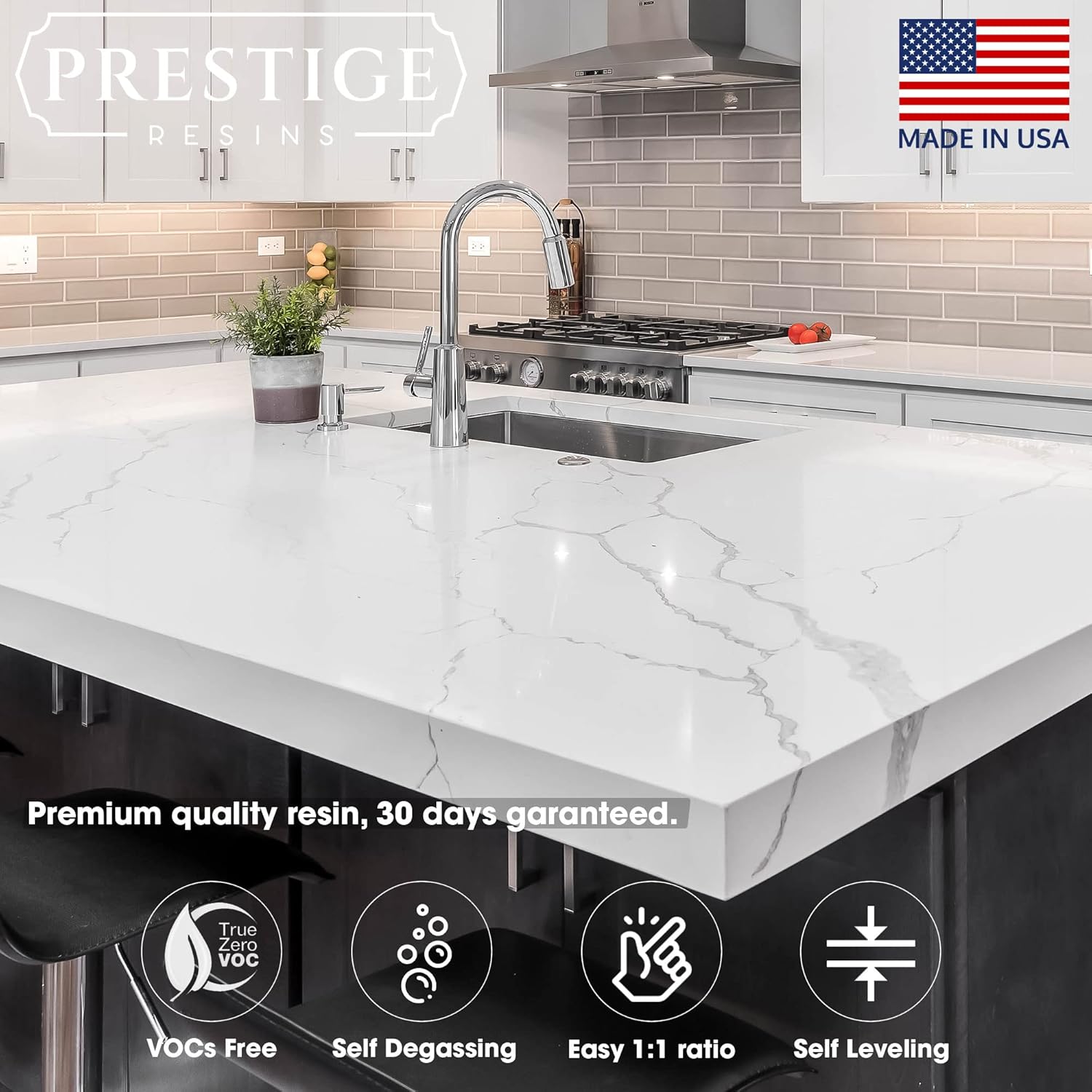 Epoxy Resin for Countertop - 1 Gallon Kit - UV Resistant Crystal Clear Epoxy Resin Kit - 1:1 Ratio for Clear Coating Wood, Tabletop, Bartop, Art (0.5 Gallon + 0.5 Gallon) Pack of 2